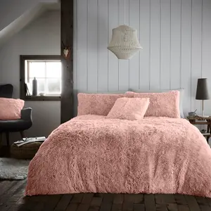 Wilfred Solid Colour Duvet Cover Set with Pillowcases Pink / Single - 1 Standard Pillowcase