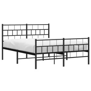 Berkfield Metal Bed Frame with Headboard and Footboard Black 135x190 cm