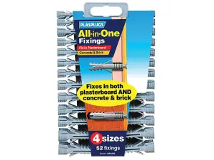 Plasplugs All In One Plasterboard Fixings (Pack of 52) - XMS24PLUG1