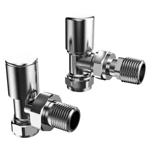 VURTU16 Angled Round Manual Radiator Valve (Pair), 130(H) x  85(W), Chrome, 613697