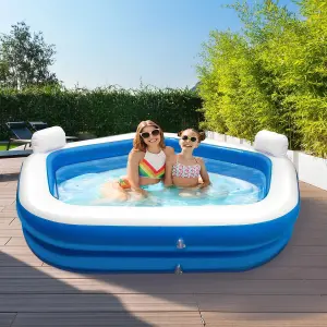 Large Inflatable Family Lounge Pool with 2 Cupholders