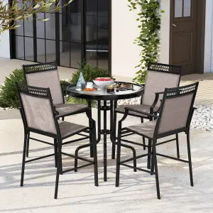 Costway Set of 2 Outdoor Patio Chairs Home Fabric Bar Stools w/ Footrest