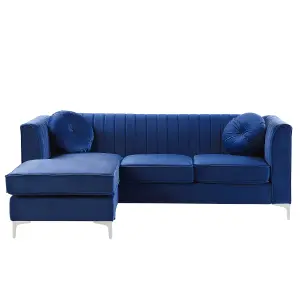 Corner Sofa TIMRA Navy Blue Velvet Right Hand