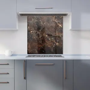 Bronze Quartz Effect Premium Glass Kitchen Splashback W600mm x H750mm