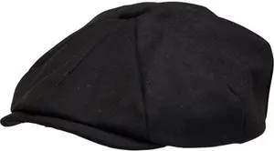 French Connection Mens Baker Boy Hat Black/Grey Herringbone - Size OS