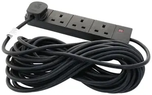 PRO ELEC - 4 Gang Extension Lead, Black 10m