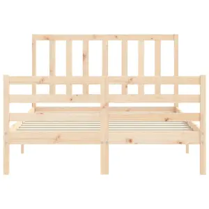 Berkfield Bed Frame with Headboard Small Double Solid Wood