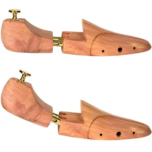 Shoe Stretchers - 2 Pairs, cedar wood & brass, absorbs moisture, for women & men - brown