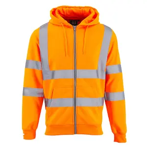 Hi Vis Zip Hoodie -Orange - Small