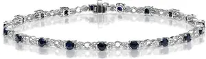 Sapphire And Lab Diamond Tennis Bracelet Claw Set In 925 Silver