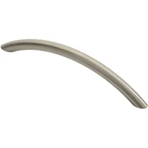 Curved Bow Cabinet Pull Handle 153 x 10mm 128mm Fixing Centres Satin Nickel