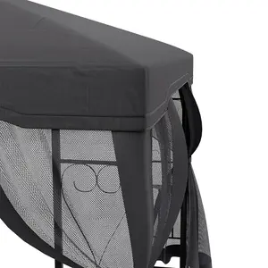 Dark Grey Outdoor Steel Garden Gazebo With Canopy