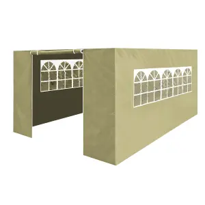 Dellonda Premium Side Walls Doors Windows For Gazebo Marquee Fits 3 x 4.5m Beige