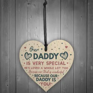 Red Ocean Daddy Gifts From Daughter Wooden Heart Fathers Day Gift From Son Dad Birthday Gift Keepsake