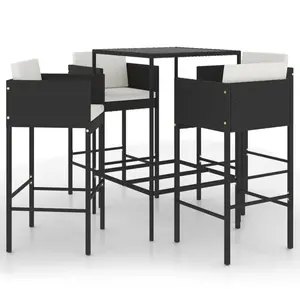 Garden Bar Set with Cushions Black