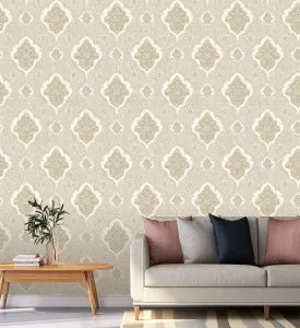 Rasch Ravella Damask Gold Wallpaper