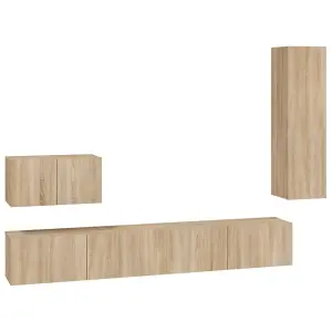 Berkfield 4 Piece TV Cabinet Set Sonoma Oak Engineered Wood