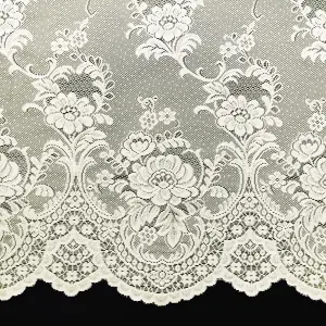 Home Curtains Clumber Floral Net 400w x 91d CM Cut Lace Panel Cream