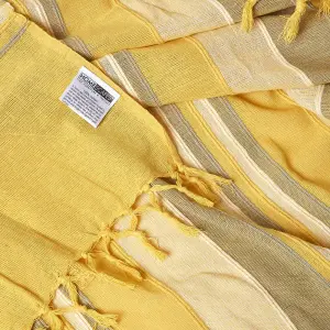 Homescapes Cotton Morocco Striped Yellow Throw, 150 x 200 cm