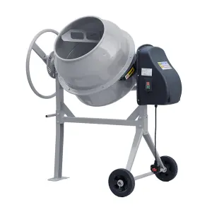 120 Litre Grey Coated Electric Cement Mixing Machine with Wheels