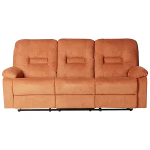 3 Seater Fabric Manual Recliner Sofa Orange BERGEN