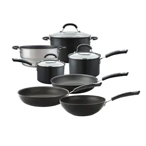 Circulon Total Black Round Hard Anodised Aluminium Non-Stick Cookware Set Pack of 7