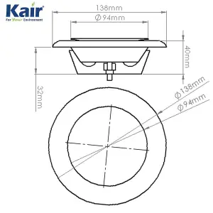 Kair Ceiling Supply Valve 100mm - 4 inch  White Coated Metal Vent