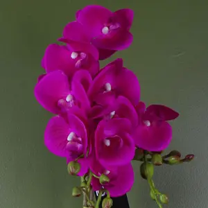 54cm Artificial Orchid Plant - Dark Pink Gold Pot