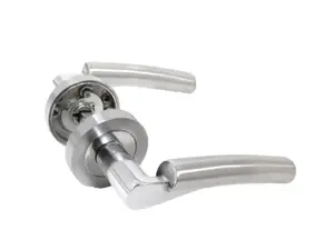 Verona Door Handles Latch Lever on Rose Duo - Chrome Satin 120mm