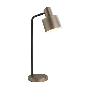 Luminosa Mayfield Table Lamp Dark Antique Bronze Effect Plate & Textured Matt Black Paint 1 Light IP20 - E27