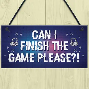 Red Ocean Funny Gaming Sign For Boys Bedroom Gamer Gift For Son Brother Hanging Door Sign For Games Room