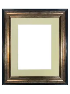 Scandi Black & Gold Frame with Light Grey Mount for Image Size 16 x 12 Inch