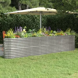 Berkfield Garden Planter Powder-coated Steel 332x40x68 cm Silver