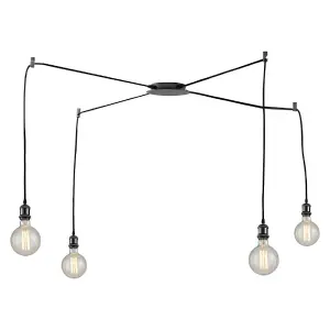 Luminosa GROOVE 4 Light Cluster Pendant Ceiling Light Black 250cm