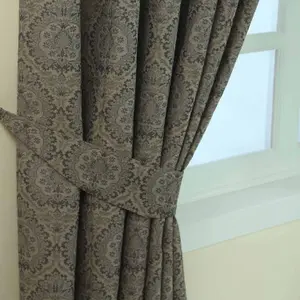 Homescapes Grey Damask Jacquard Curtain Tie Back Pair