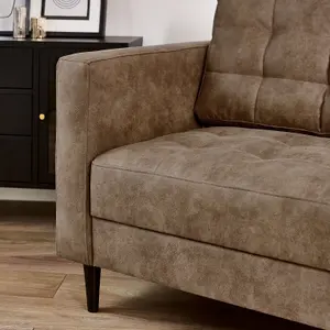 Furniturebox UK Jolene Brown Faux Leather 3 Seater Sofa