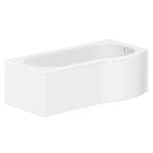 Cooke & Lewis Gloss White Modern Acrylic P-shaped Right-handed Shower bath (L)1700mm