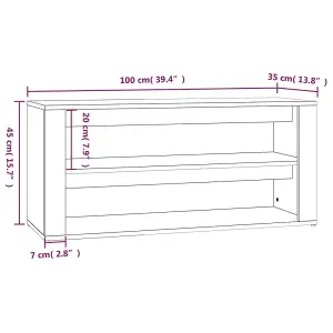 Berkfield Shoe Rack Smoked Oak 100x35x45 cm Engineered Wood