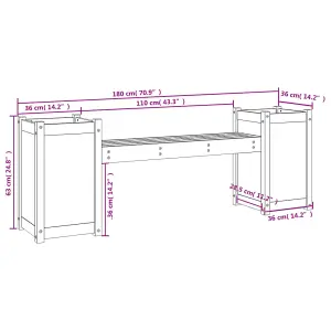 Berkfield Planter Bench Black 180x36x63 cm Solid Wood Pine