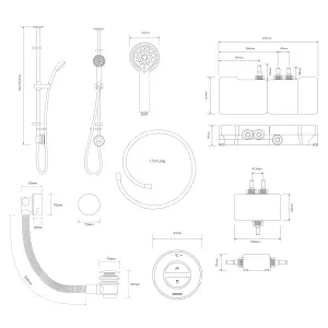 Aqualisa Smart Link Exposed valve Gravity-pumped Digital Shower with overflow bath filler & Adjustable head