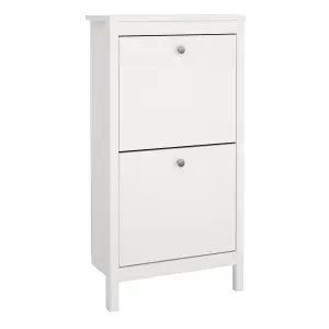 Madrid Shoe Cabinet 2 Flap Door White