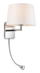 Luminosa Grand Wall Lamp with Adjustable Switched Reading Light Chrome with Cream Shade