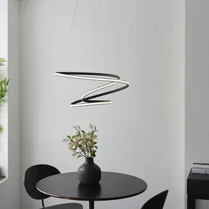 Ceiling Pendant Light Fitting - Textured Black & White Diffuser LED Tape Module