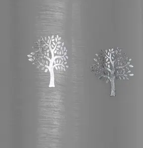 Birch Grey Metallic Tree Print Linen-Look Voile Panel - Pair 140 x 183cm (55x72")