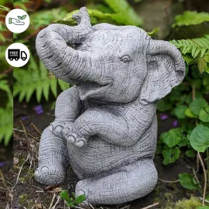 Stunning Trunk-Up Large Elephant Garden Ornament