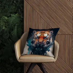 Tiger Face Splashart Outdoor Cushion 60cm x 60cm