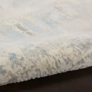 Ivory Grey Blue Shaggy Handmade Luxurious Sparkle Rug Easy to clean Living Room and Bedroom-244cm X 305cm