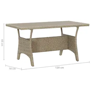 Berkfield Garden Table Grey 120x70x66 cm Poly Rattan