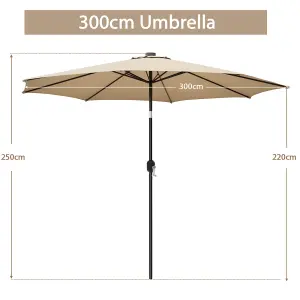 Costway 3m Patio Umbrella Outdoor Garden Heavy Duty Table Umbrella w/ 8 ribs