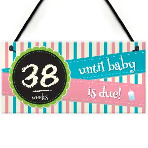 Red Ocean Weeks Baby Due Pregnancy Countdown Chalkboard Hanging Plaque Birth Gift Sign